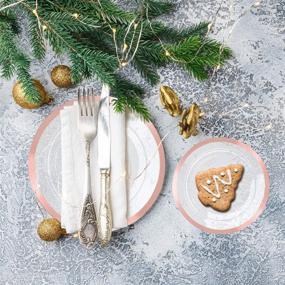 img 2 attached to 🎄 Supernal 120pcs Christmas Plates: Elegant Rose Gold Plastic Dinner & Salad Plates Set