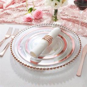 img 1 attached to 🎄 Supernal 120pcs Christmas Plates: Elegant Rose Gold Plastic Dinner & Salad Plates Set