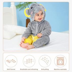 img 2 attached to Toddler Animal Hooded Jumpsuit - MICHLEY Baby Boys Girls Winter Autumn Flannel Romper Costume