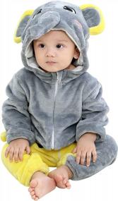 img 4 attached to Комбинезон с капюшоном и животными для малышей - MICHLEY Baby Boys Girls Winter Autumn Flannel Romper Costume