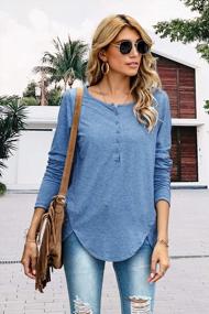 img 1 attached to Versatile Women'S Button-Down Blouse: Short & Long Sleeve Options With Henley Tunic Design
