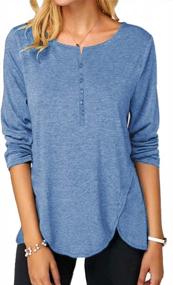 img 4 attached to Versatile Women'S Button-Down Blouse: Short & Long Sleeve Options With Henley Tunic Design
