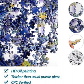 img 1 attached to Bgraamiens Puzzle-Starry Starry Night-1000 Pieces Creative Round Blue Board Jigsaw Puzzles Inspired By Van Gogh