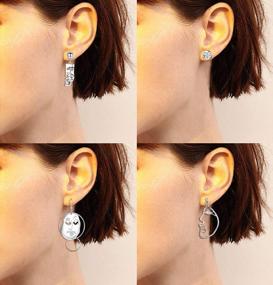 img 3 attached to Make A Statement With HANPABUM'S 13Pairs Of Platinum/Gold Plated Face Statement Earrings - Artistic And Edgy Fashion For Women!