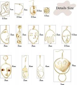 img 2 attached to Make A Statement With HANPABUM'S 13Pairs Of Platinum/Gold Plated Face Statement Earrings - Artistic And Edgy Fashion For Women!