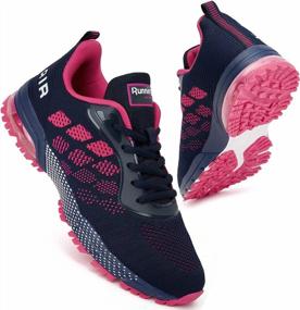 img 4 attached to Breathable Women'S Air Cushion Athletic Running Shoes - Fashionable Mesh Sneakers With Tennis, Gym And Work Capabilities