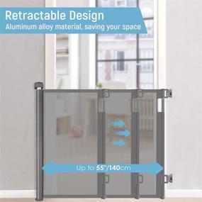 img 3 attached to 🔒 Grey Retractable Baby Gate for Stairs & Pets - 33" Tall, Expands to 55" Wide - Mesh Safety Gate for Indoors, Outdoors, Hallways, and Staircases