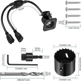 img 2 attached to 🔌 Waterproof Outdoor RV Travel Dual 18 Inch Extension Cord with AC Port Plug and Power Inlet Socket: 15 Amp, 125 Volt, Includes 2 Inch Bi-Metal Hole Saw Twist Drill Bit