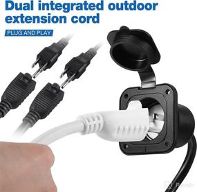 img 3 attached to 🔌 Waterproof Outdoor RV Travel Dual 18 Inch Extension Cord with AC Port Plug and Power Inlet Socket: 15 Amp, 125 Volt, Includes 2 Inch Bi-Metal Hole Saw Twist Drill Bit