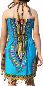 img 1 attached to RaanPahMuang Girls Летнее эластичное яркое платье Dashiki с лямкой на шее и африканскими кисточками