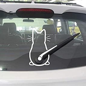 img 2 attached to 🐱 Cute Cat Car Windshield Wiper Vinyl Art Sticker Decor: Add Whimsy to Your Car with Lovely Animal Cat Mural Art Decal for Eye-Catching Car Window and Laptop Decoration