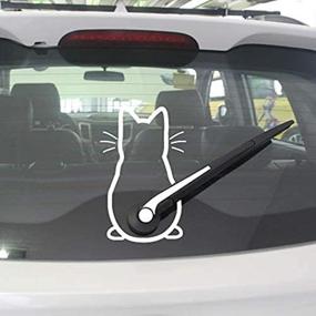 img 3 attached to 🐱 Cute Cat Car Windshield Wiper Vinyl Art Sticker Decor: Add Whimsy to Your Car with Lovely Animal Cat Mural Art Decal for Eye-Catching Car Window and Laptop Decoration