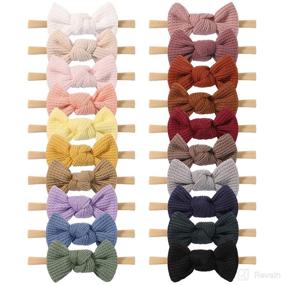 img 4 attached to 👶 Pack of 20 Baby Girls Waffle Headbands Hair Bows Stretchy Nylon Hairbands | Newborn Infant Toddler Hair Accessories