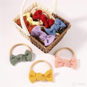 img 2 attached to 👶 Pack of 20 Baby Girls Waffle Headbands Hair Bows Stretchy Nylon Hairbands | Newborn Infant Toddler Hair Accessories