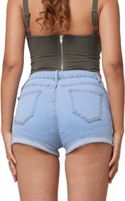 img 2 attached to High-Waist Frayed Denim Jean Shorts For Women - Vintage And Retro Style With Ripped Raw Hem