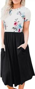 img 4 attached to Floral Patchwork Midi Dress With Pockets - Perfect For Casual Occasions