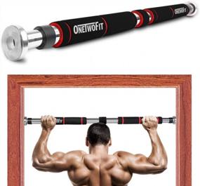 img 4 attached to OneTwoFit Adjustable Doorway Pull Up Bar, 25.6-33.5 Inches Length Home Gym Exercise Chin Up Bar HK664