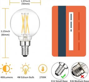 img 2 attached to 4 упаковки G50 E12 Светодиодные лампы с регулируемой яркостью 4 Вт, эквивалент 40 Вт, теплый белый 2700K для потолочного вентилятора, подвесные светильники, люстра, светильник