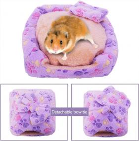 img 2 attached to HOMEYA Small Animal Pet Bed, Sleeping House Habitat Nest For Guinea Pig Hamster Hedgehog Rat Chinchilla Hideout Bedding Snuggle Sack Cuddle Cup Cage Accessories With Washable Mat- XL(Purple)