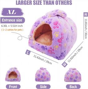 img 3 attached to HOMEYA Small Animal Pet Bed, Sleeping House Habitat Nest For Guinea Pig Hamster Hedgehog Rat Chinchilla Hideout Bedding Snuggle Sack Cuddle Cup Cage Accessories With Washable Mat- XL(Purple)