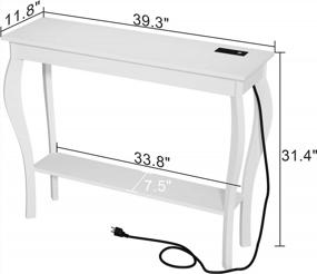 img 3 attached to Белый узкий консольный стол для дивана с розетками и USB-портами для гостиной, прихожей, прихожей, фойе