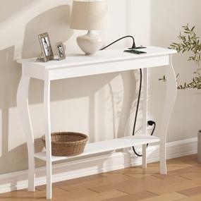 img 4 attached to White Narrow Sofa Console Table With Outlets And USB Ports For Living Room, Entryway, Hallway, Foyer