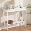 white narrow sofa console table with outlets and usb ports for living room, entryway, hallway, foyer logo