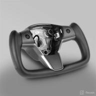 tesplus tesla yoke steering wheel for model 3/y-2017-2022 personalized real carbon fiber leather model y steering wheel tesla yoke steering wheel-(black normal-matte-with heating)-fba logo