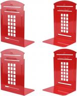 сверхмощные держатели для книг для полок - телефонная будка london-red (2 пары / 4 шт.) 7,8 x 5,5 x 3,9 дюйма логотип