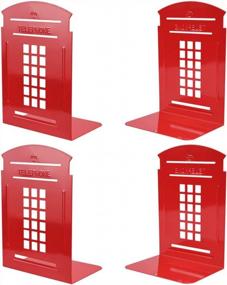 img 4 attached to Heavy Duty Bookends For Shelves - Telephone Booth London-Red (2 Pair/4 Pieces) 7.8 X 5.5 X 3.9 Inch