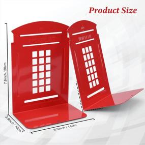 img 3 attached to Heavy Duty Bookends For Shelves - Telephone Booth London-Red (2 Pair/4 Pieces) 7.8 X 5.5 X 3.9 Inch