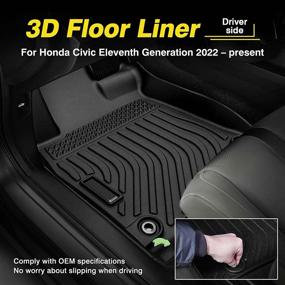 img 3 attached to 🚗 Cartist Custom Fit Floor Mats 2022 Honda Civic - All Weather Liner Front & Rear Row, Heavy Duty TPE Waterproof (Not for 2nd Row with USB Port)