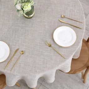 img 2 attached to Maxmill Flaxy Faux Linen Tablecloth: 2-Tone Slubby Texture, Wrinkle Resistant & Soft For Kitchen Dining Events - 70 Inch Round