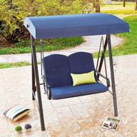 sturdy and weather-resistant 2-person outdoor swing with convertible canopy by patiofestival in large blue size logo