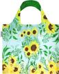 large reusable shopping tote bag w/sunflowers & outer pouch - wrapables logo