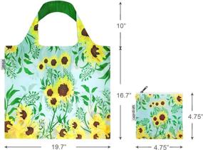 img 3 attached to Large Reusable Shopping Tote Bag W/Sunflowers & Outer Pouch - Wrapables
