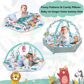 img 2 attached to 👶 Bellababy 4-in-1 Tummy Time Mat: Baby Gym, Play Mat, Ball Pit with High Contrast Toys, Self-Discovery Mirror, and Tummy Time Pillow for Enhanced Sensory and Motor Skill Development