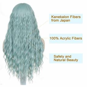 img 2 attached to Stunning Fuhsi Long Curly Wavy Green Hair Wig For Women - Colorful Lace Front Wig, Breathable And Ideal For Daily Wear, Parties Or Cosplay - Opal Green Shade, 22 Inches In Length