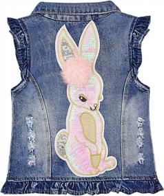 img 2 attached to Adorable Denim Owl Vest For Little Girls - Perfect For Spring And Autumn