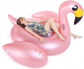 img 3 attached to Jasonwell Flamingo Pool Float: Giant Inflatable Raft With Fast Valves For Summer Beach And Swimming Fun. Perfect Pool Floatie Lounge For Adults And Kids, Ideal For Party Decorations And Toys.