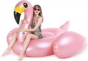 img 4 attached to Jasonwell Flamingo Pool Float: Giant Inflatable Raft With Fast Valves For Summer Beach And Swimming Fun. Perfect Pool Floatie Lounge For Adults And Kids, Ideal For Party Decorations And Toys.