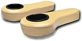img 1 attached to Tan Golf Cart Rear Seat Armrest Cushion W/ Cup Holder (Set Of 2) For TXT G19 & G22
