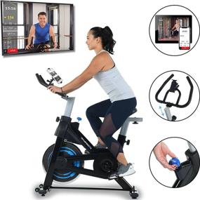 img 1 attached to Bluetooth Indoor Cycling Bike With MyCloudFitness App (4208) By Exerpeutic - Black And Blue For Enhanced Searchability