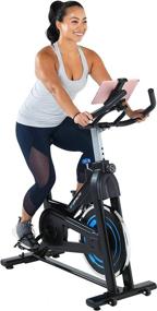 img 4 attached to Bluetooth Indoor Cycling Bike With MyCloudFitness App (4208) By Exerpeutic - Black And Blue For Enhanced Searchability