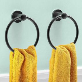 img 4 attached to Stylish & Sturdy SAFETY+BEAUTY Towel Ring Set - 2 Pack, Stainless Steel, Rust Proof, Matte Black For Bathrooms & Kitchens