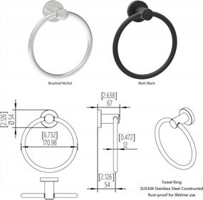 img 3 attached to Stylish & Sturdy SAFETY+BEAUTY Towel Ring Set - 2 Pack, Stainless Steel, Rust Proof, Matte Black For Bathrooms & Kitchens