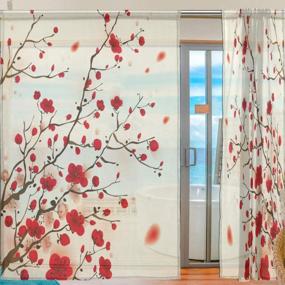 img 2 attached to 2 панельные прозрачные шторы-японские оконные шторы с рисунком вишневого цвета для домашнего декора (55X84 дюйма)