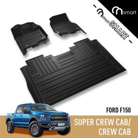 img 3 attached to 🚗 All-Weather Onsmart Floor Mats Liners for 2015-2021 Ford F-150 SuperCrew - Front & 2nd Seat Weatherbeater floor protection – Black