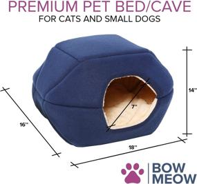 img 3 attached to 🐾 2-in-1 Premium Pet Bed and Cave: Soft-Warm Foldable Cat Bed & Small Dog Bed (18"X16"X14", Navy Blue) with Pillow