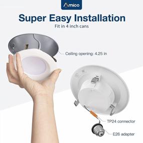 img 1 attached to 4 Inch Dimmable LED Recessed Lighting 12 Pack, 9W=60W 650LM Can Lights With Baffle Trim 3000K/4000K/5000K Selectable ETL & FCC Certified - Amico 3CCT Retrofit Installation